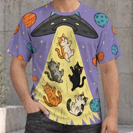 Whimsical UFO Cat Abduction Scene for Playful Cosmic Everyday Style Enthusiasts All-over Print Unisex T-shirt