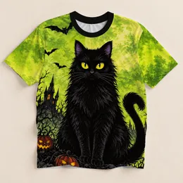 Black Cat and Haunted Castle for Spooky Halloween Nights and Autumn Gatherings All-over Print Unisex T-shirt