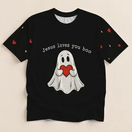 Halloween Ghost Heart Faith Message for Spooky Season and Everyday Kindness Gifts All-over Print Unisex T-shirt