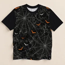 Distressed Spiderwebs And Orange Bats For Halloween Night Celebrations All-over Print Unisex T-shirt