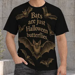 Vintage Gold Bats And Halloween Butterflies For Spooky Season Parties And Night Out All-over Print Unisex T-shirt