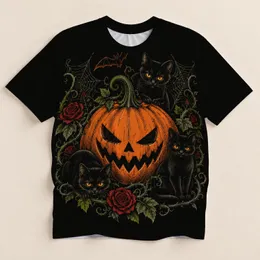 Scary Pumpkin and Three Black Cats for Halloween Celebrations and Autumn Parties All-over Print Unisex T-shirt