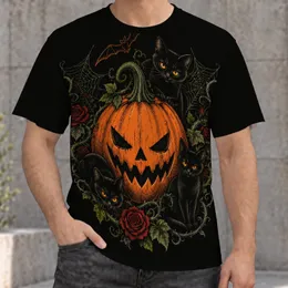 Scary Pumpkin and Three Black Cats for Halloween Celebrations and Autumn Parties All-over Print Unisex T-shirt