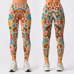 Cute Puppy Patchwork Overalls for Playful Weekend Outings and Cozy Everyday Style Leggings