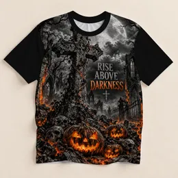 Gothic Pumpkin Cross and Moonlit Graveyard for Halloween Nightwear All-over Print Unisex T-shirt