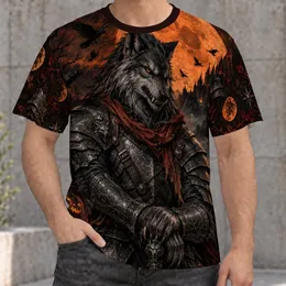 Gothic Wolf Warrior Under Blood Moon for Dark Fantasy Nights and Everyday Wear All-over Print Unisex T-shirt