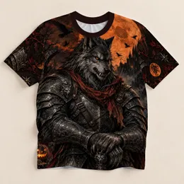 Gothic Wolf Warrior Under Blood Moon for Dark Fantasy Nights and Everyday Wear All-over Print Unisex T-shirt