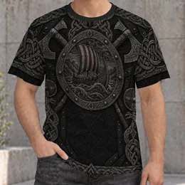Norse Longship Shield Knot Motifs for Autumn Gatherings and Viking History Enthusiasts All-over Print Unisex T-shirt