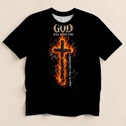 Fiery Cross Faith Message for Festivals, Worship and Everyday Streetwear for Men All-over Print Unisex T-shirt