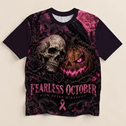 Gothic Skull Pumpkin Raven and Roses for Halloween Night and October Season All-over Print Unisex T-shirt