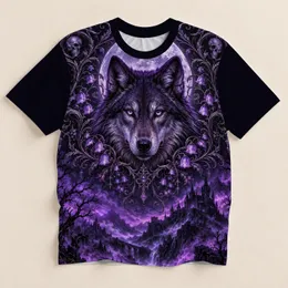 Violet Wolf, Moon and Castle for Gothic Nightlife and Dark Fantasy Fans All-over Print Unisex T-shirt