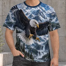 Bald Eagle Over Snowy Mountain Valley for Outdoor Adventure and Wilderness Lovers All-over Print Unisex T-shirt