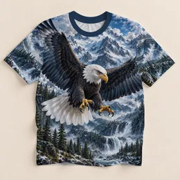 Bald Eagle Over Snowy Mountain Valley for Outdoor Adventure and Wilderness Lovers All-over Print Unisex T-shirt