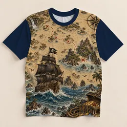 Pirate Treasure Map With Tall Ship For Coastal Adventure And Casual Weekends All-over Print Unisex T-shirt