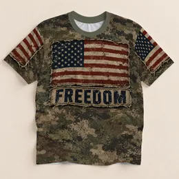 Distressed American Flag And Freedom Emblem For Patriotic Independence Day Wear All-over Print Unisex T-shirt