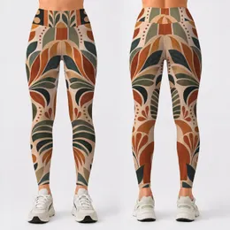 Rust and Teal Bohemian Geo Motifs for Weekend Getaways and Relaxed Everyday Style for Women Leggings