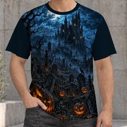 Haunted Pumpkin Cemetery Under Moonlight for Halloween Parties and Autumn Nights All-over Print Unisex T-shirt