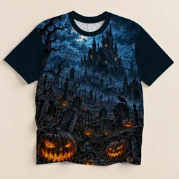 Haunted Pumpkin Cemetery Under Moonlight for Halloween Parties and Autumn Nights All-over Print Unisex T-shirt