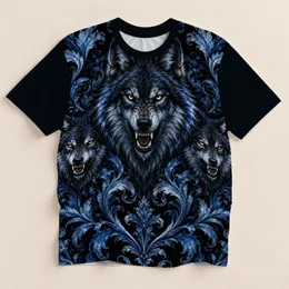Baroque Wolf and Blue Filigree for Parties, Nightlife and Everyday Wear All-over Print Unisex T-shirt