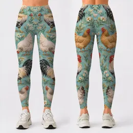 Whimsical Farmyard Roosters for Relaxed Weekend Outings and Easy Cottagecore Style Leggings
