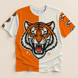Roaring Tiger Head and Orange Ivory Colorblock for Outdoor Adventure Enthusiasts All-over Print Unisex T-shirt