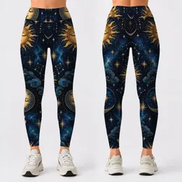 Celestial Sun Moon and Stars for Dreamy Stargazing Nights and Relaxed Bohemian Living Leggings