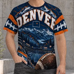 Denver Mountain Football Nightscape for Game Day and Colorado Outdoor Adventure Fans All-over Print Unisex T-shirt