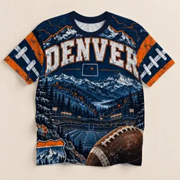 Denver Mountain Football Nightscape for Game Day and Colorado Outdoor Adventure Fans All-over Print Unisex T-shirt