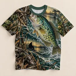Crappie Fishing Marsh Camouflage for Summer Angling and Outdoor Lake Adventures All-over Print Unisex T-shirt