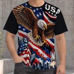 Bald Eagle, Liberty Statue and American Flag for Patriotic Independence Day Celebrations All-over Print Unisex T-shirt