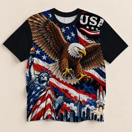 Bald Eagle, Liberty Statue and American Flag for Patriotic Independence Day Celebrations All-over Print Unisex T-shirt