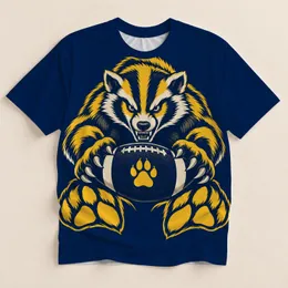 Fierce Badger Football Crest for Game Day, Tailgates and Outdoor Sports Fans All-over Print Unisex T-shirt