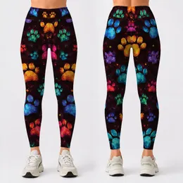 Colorful Dog Paw Prints for Pet Lovers, Weekend Adventures, and Everyday Casual Style Leggings