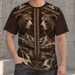 Twin Nordic Bears, Runes and Alpine Forests for Winter Outdoor Adventures All-over Print Unisex T-shirt