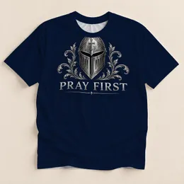 Gothic Prayer Warrior Helmet and Cross for Church Retreats and Prayer Meetings Men All-over Print Unisex T-shirt
