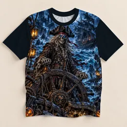 Skeleton Pirate Treasure at Haunted Helm for Halloween Parties and Spooky Nights All-over Print Unisex T-shirt
