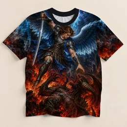 Winged Celestial Warrior Battle Scene for Mythology Fans and Fantasy Gift Collectors All-over Print Unisex T-shirt