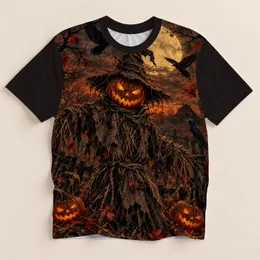 Glowing Jack O Lantern Scarecrow for Halloween Nights and Autumn Gatherings All-over Print Unisex T-shirt