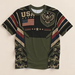 Eagle and Flag Camouflage for Patriotic Outdoor Travel and Everyday Wear All-over Print Unisex T-shirt