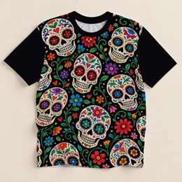 Colorful Floral Sugar Skulls for Festive Summer Celebrations and Weekend Getaways All-over Print Unisex T-shirt