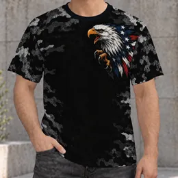Bald Eagle Camo Chest Emblem for Outdoor Adventure and Rugged Casual Style for Men All-over Print Unisex T-shirt
