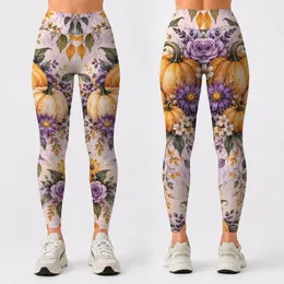 Watercolor Pumpkins And Wildflowers For Cozy Autumn Outings And Everyday Fall Style Leggings