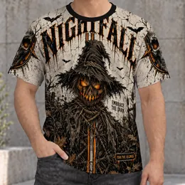 Halloween Scarecrow Pumpkin and Haunted Castle Night for Autumn Party Style Lovers All-over Print Unisex T-shirt