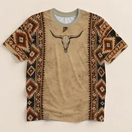 Southwestern Longhorn Skull And Geometric Bands For Western Ranch Weekends All-over Print Unisex T-shirt