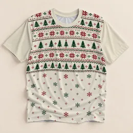 Nordic Christmas Tree Snowflake Fair Isle Holiday Style for Festive Winter Gatherings All-over Print Unisex T-shirt