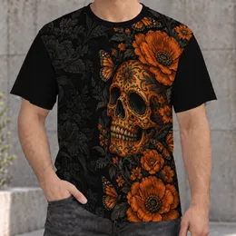 Orange Sugar Skull Butterfly Florals for Gothic Nights and Alternative Everyday Style All-over Print Unisex T-shirt