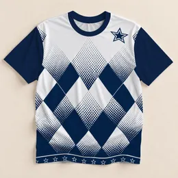 Navy Star and Diamond Argyle for Game Day Football Fans and Retro Sports Style All-over Print Unisex T-shirt