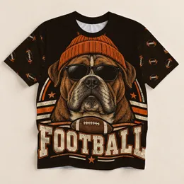 Brown Bulldog Football Fan With Orange Beanie for Game Day and Weekend Style All-over Print Unisex T-shirt