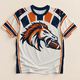 Roaring Horse Football Emblem for Game Day Tailgates and Gridiron Fans All-over Print Unisex T-shirt