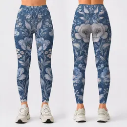 Blue Wildflower Vines for Relaxed Summer Days and Coastal Weekend Outings Leggings